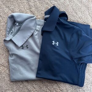 Under Armour boys golf polo blue/grey youth Med